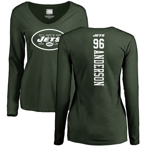 New York Jets Green Women Henry Anderson Backer NFL Football #96 Long Sleeve T Shirt